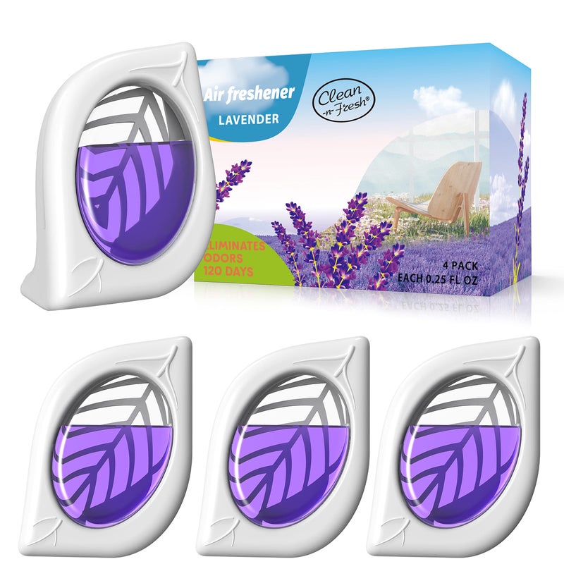 Clean-n-Fresh Air Freshener for Home  4 Pack  Lavender  Odor Eliminator for Small Area Closets Bathroom Pets Strong Odor  Up to 120 Days - Image 1